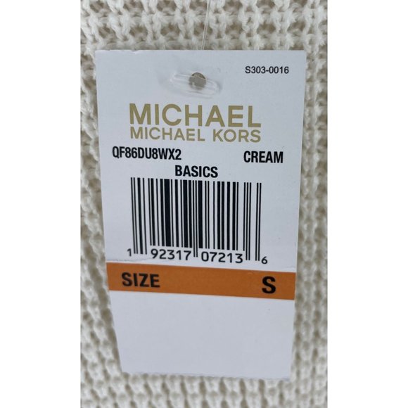 NWT Michael Kors Women’s Size Small Cream Crew Neck Sweater W/ Fringe Hem - Picture 4 of 5